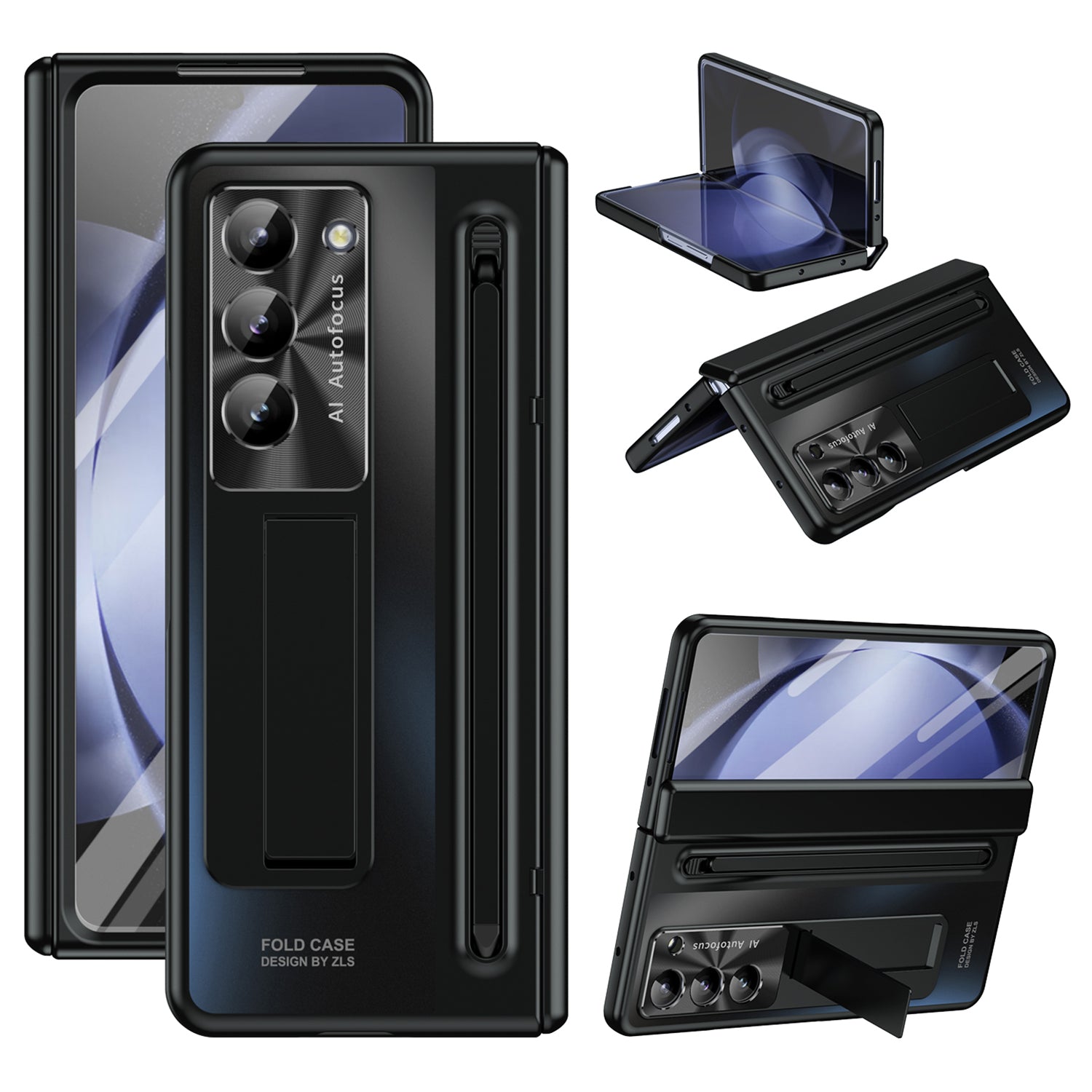 For Samsung Galaxy Z Fold6 5G Kickstand Case Hinge PC Phone Cover with Tempered Glass Film / Stylus For Samsung Galaxy Z Fold6 5G Kickstand Case Hinge PC Phone Cover with Tempered Glass Film / Stylus